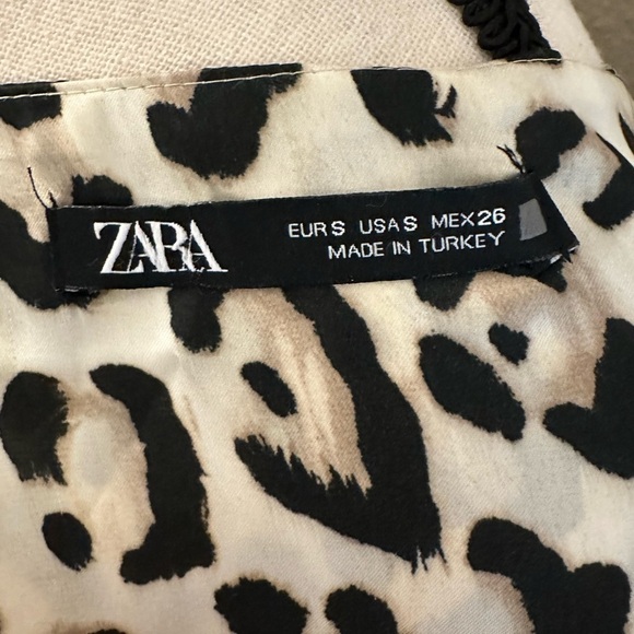 Zara Ivory/Black Silky Leopard Print Wrap Long Sleeve Midi Dress Size S - Picture 7 of 8